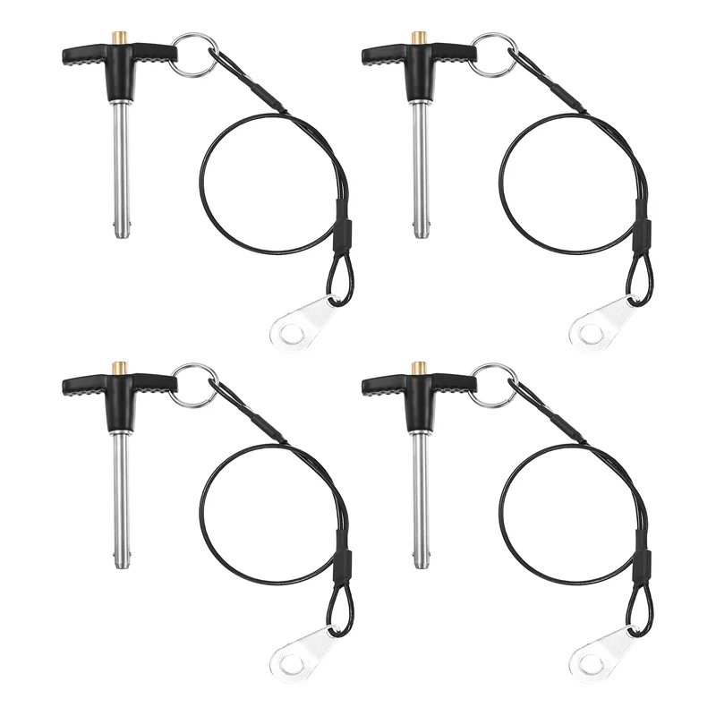 4Pcs T-Handle Quick Release Pin 1/4" x 2" (Dia x L) 304 Stainless Steel