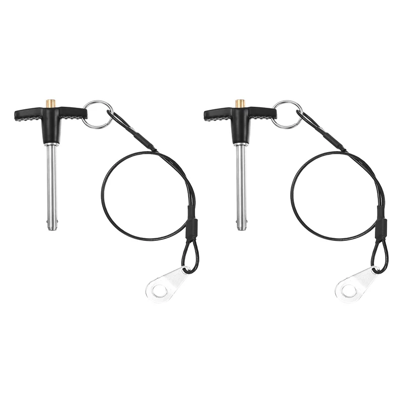 2Pcs T-Handle Quick Release Pin 1/4" x 2" (Dia x L) 304 Stainless Steel