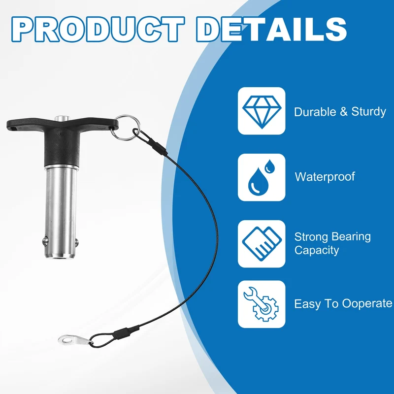 2Pcs T-Handle Quick Release Pin 13/16" x 2" (Dia x L) 304 Stainless Steel