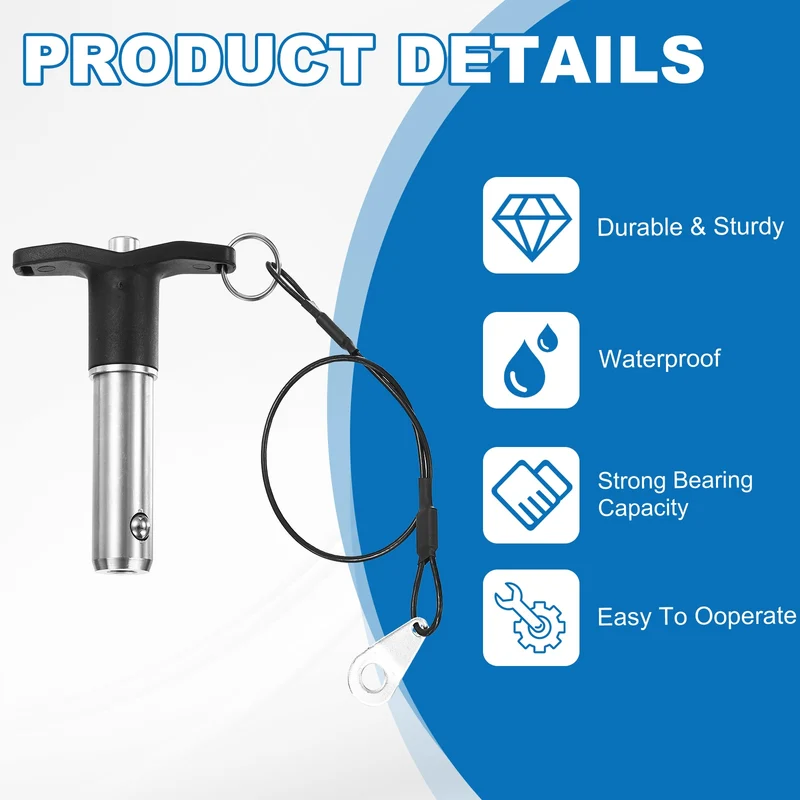 2Pcs T-Handle Quick Release Pin 13/16" x 1-9/16" (Dia x L) 304 Stainless Steel