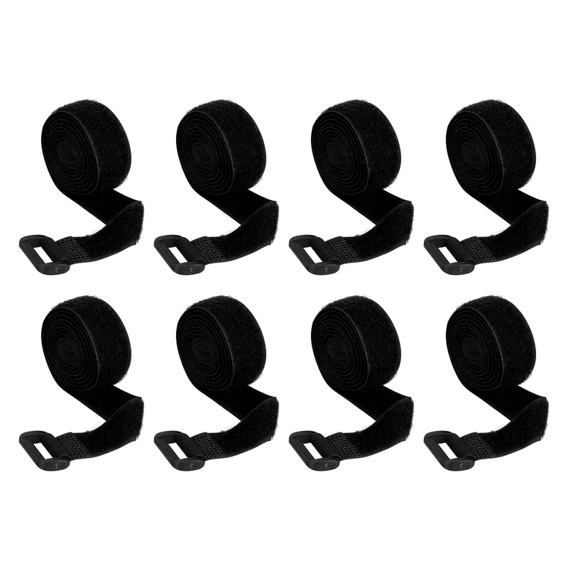8Pcs 0.8"x31.5" Reusable Cinch Strap Hook and Loop Cable Securing Strap Black