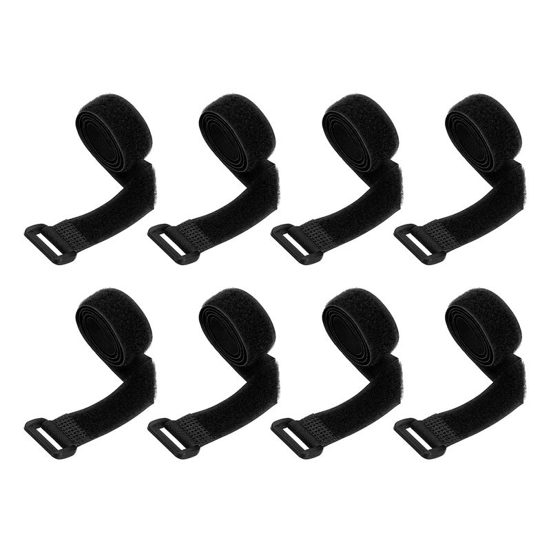 8Pcs 0.8"x19.7" Reusable Cinch Strap Hook and Loop Cable Securing Strap Black