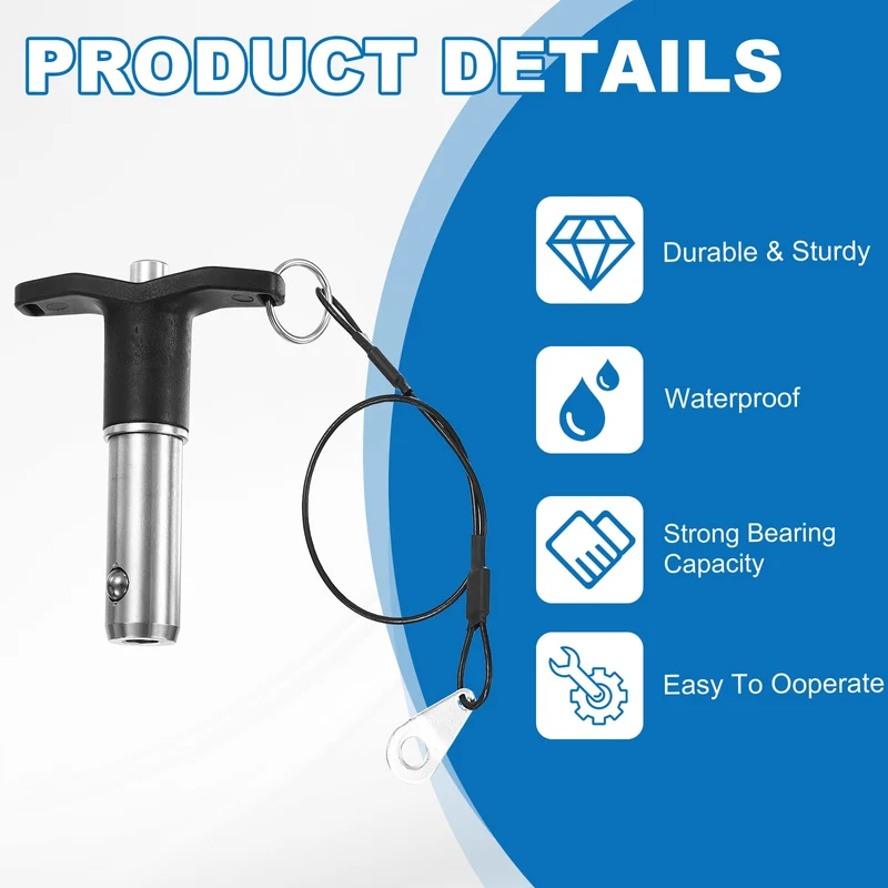 2Pcs T-Handle Quick Release Pin 13/16" x 1-3/16" (Dia x L) 304 Stainless Steel