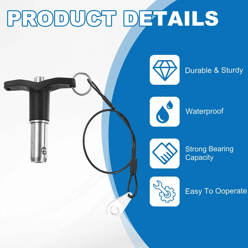 2Pcs T-Handle Quick Release Pin 5/8" x 13/16" (Dia x L) 304 Stainless Steel