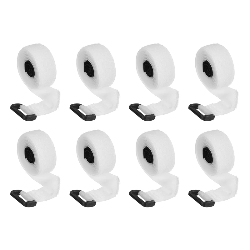 8Pcs 0.8"x31.5" Reusable Cinch Strap Hook and Loop Cable Securing Strap White
