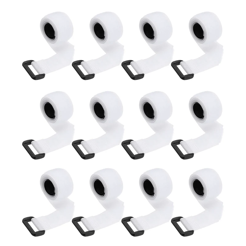 12Pcs 0.8"x17.7" Reusable Cinch Strap Hook and Loop Cable Securing Strap White