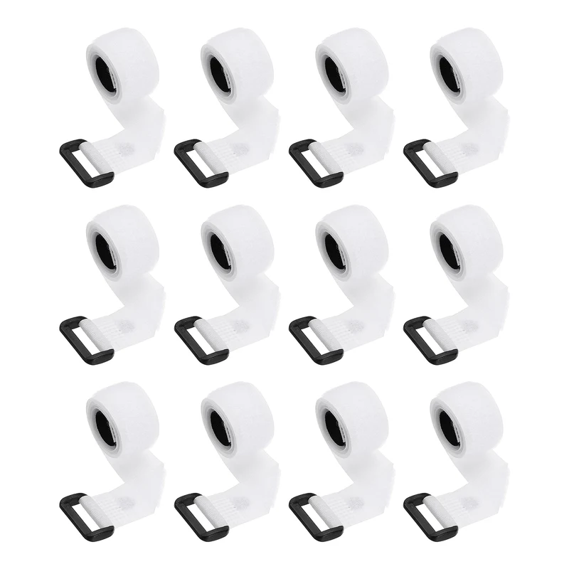 12Pcs 0.8"x15.7" Reusable Cinch Strap Hook and Loop Cable Securing Strap White