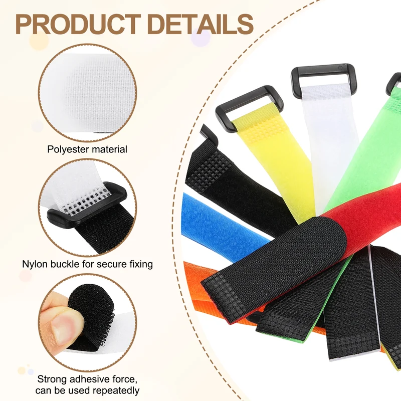 12Pcs 0.8"x15.7" Reusable Cinch Strap Hook and Loop Cable Securing Strap White