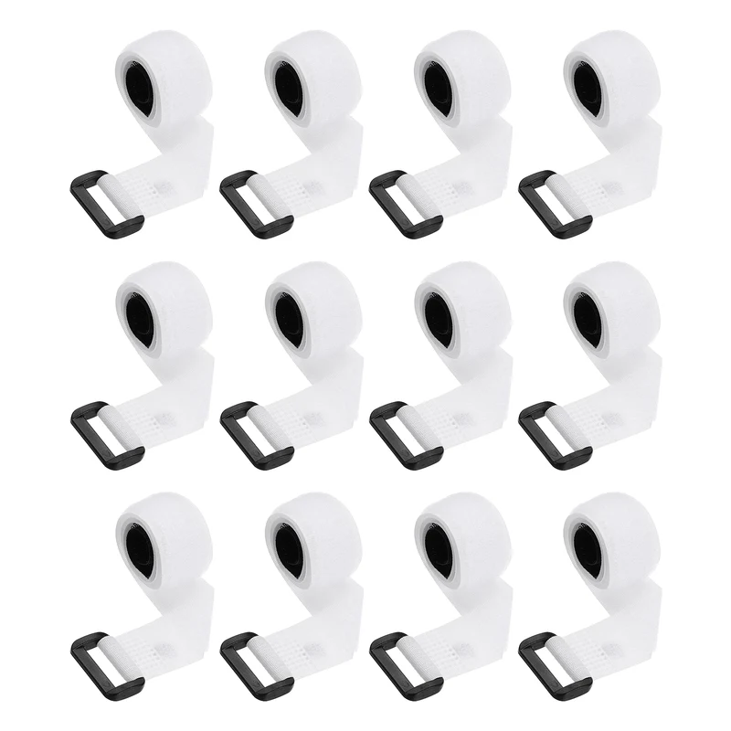 12Pcs 0.8"x13.8" Reusable Cinch Strap Hook and Loop Cable Securing Strap White