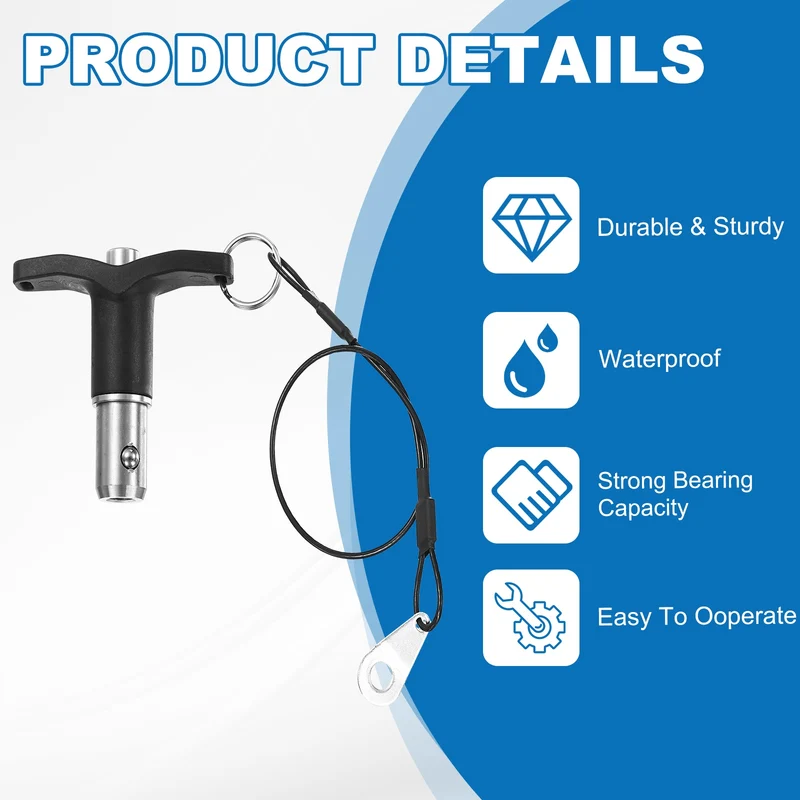 2Pcs T-Handle Quick Release Pin 5/8" x 3/8" (Dia x L) 304 Stainless Steel