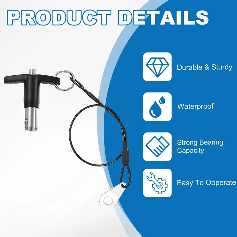2Pcs T-Handle Quick Release Pin 1/2" x 3/8" (Dia x L) 304 Stainless Steel