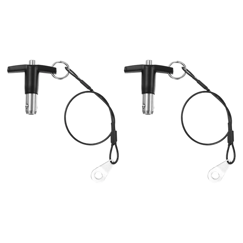 2Pcs T-Handle Quick Release Pin 1/4" x 1-3/8" (Dia x L) 304 Stainless Steel