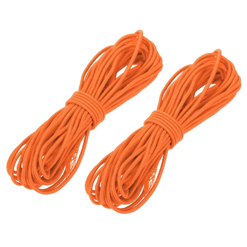 2pcs 3/32" x 26ft Bungee Shock Cord Rope Marine Grade Bungee Rope Orange