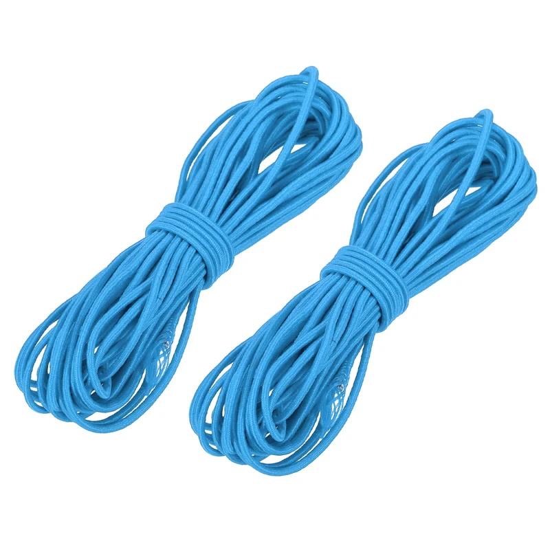 2pcs 3/32" x 26ft Bungee Shock Cord Rope Marine Grade Bungee Rope Sky Blue