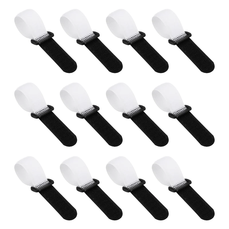 12Pcs 0.8"x6" Reusable Cinch Strap Hook and Loop Cable Securing Strap White