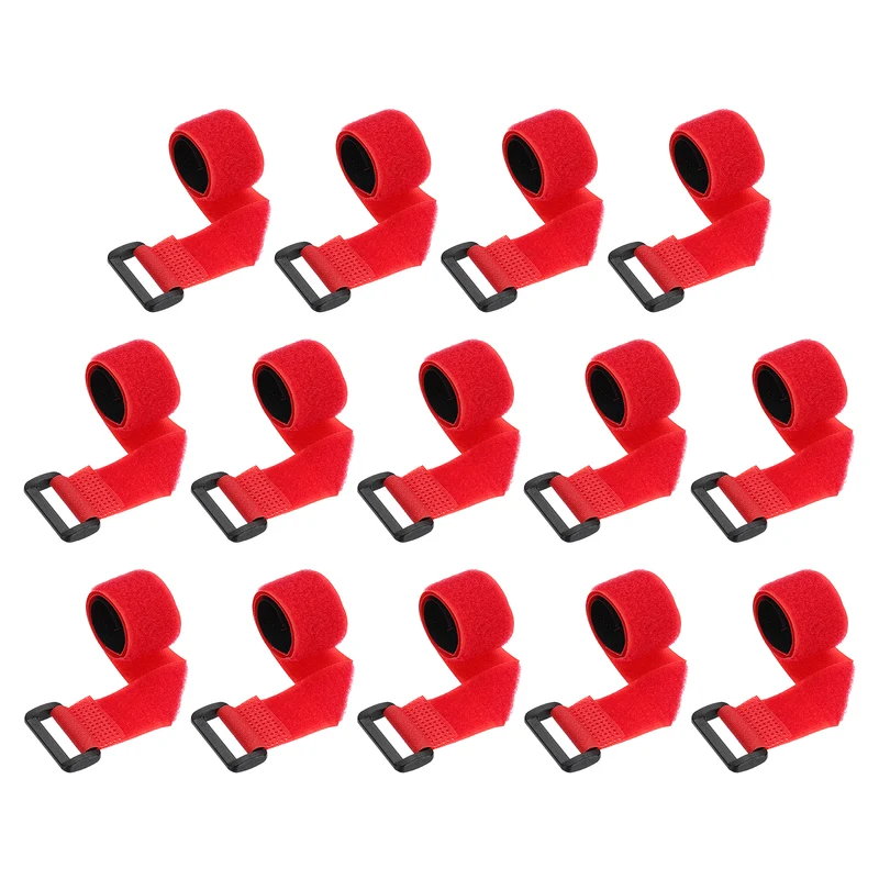 14pcs Reusable Cinch Strap 1.3"x12" Hook and Loop Cable Securing Strap Red
