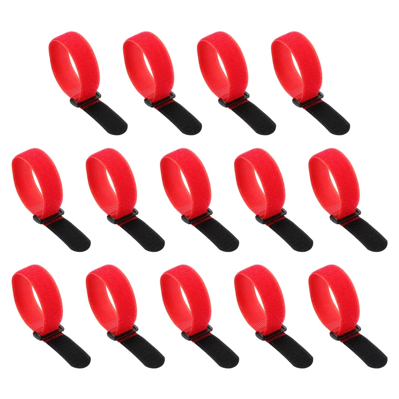 14pcs Reusable Cinch Strap 1.3"x10" Hook and Loop Cable Securing Strap Red