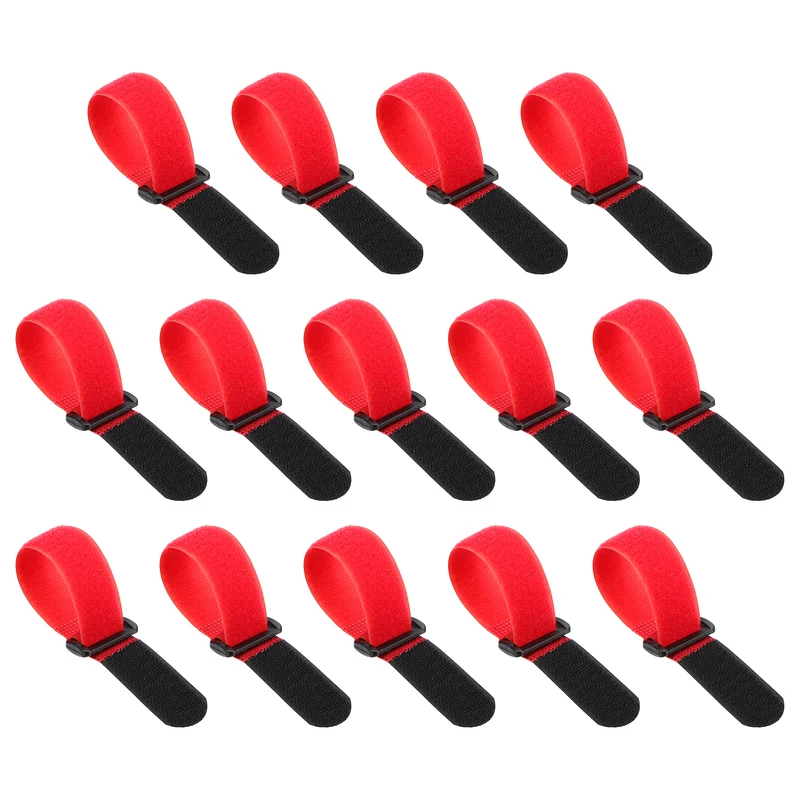 14pcs Reusable Cinch Strap 1.3"x8.3" Hook and Loop Cable Securing Strap Red
