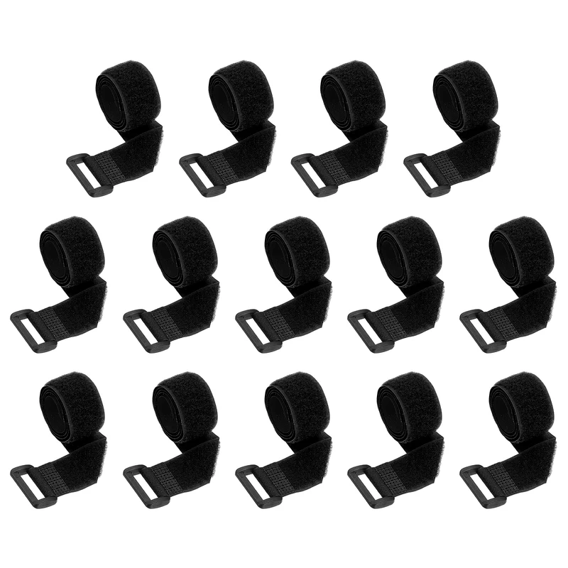 14pcs Reusable Cinch Strap 1.3"x20" Hook and Loop Cable Securing Strap Black