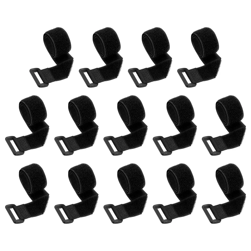 14pcs Reusable Cinch Strap 1.1"x18" Hook and Loop Cable Securing Strap, Black