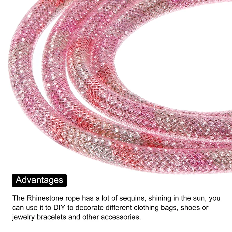 6mm x 120cm Rhinestone Rope Crystal Rope Pink Mesh Colorful Diamond