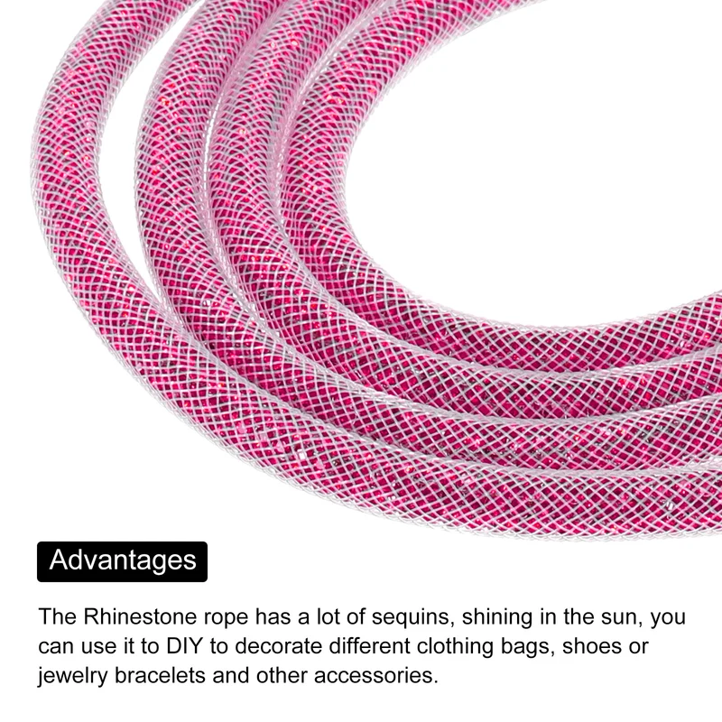 6mm x 120cm Rhinestone Rope Crystal Rope Pink Mesh Pink Diamond