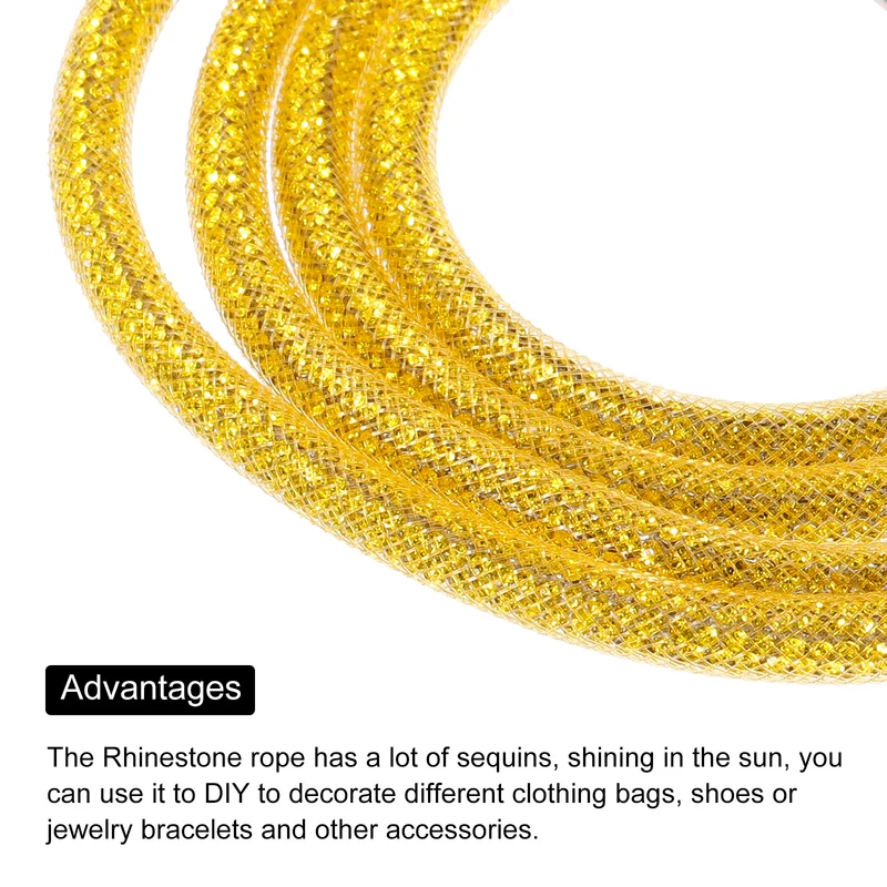 6mm x 120cm Rhinestone Rope Crystal Rope Yellow Mesh Lemon Yellow Diamond