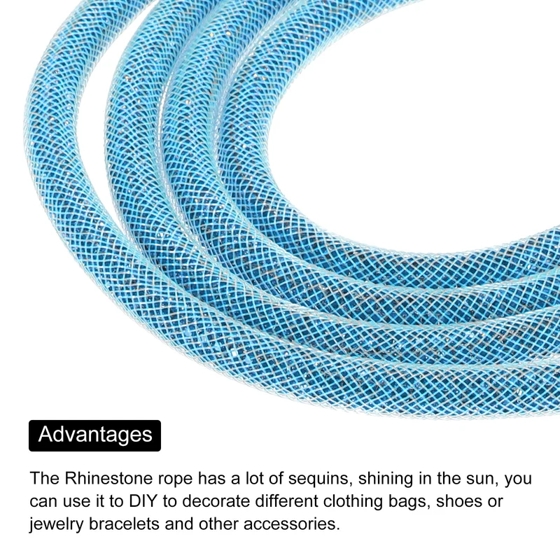 6mm x 120cm Rhinestone Rope Crystal Rope Blue Mesh Light Blue Diamond