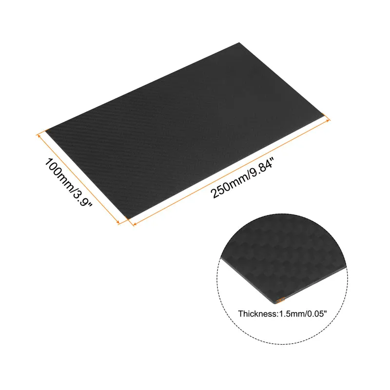 1 Pcs Carbon Fiber Sheet 250×100×1.5mm Matte Surface Twill Weave Panel Sheet