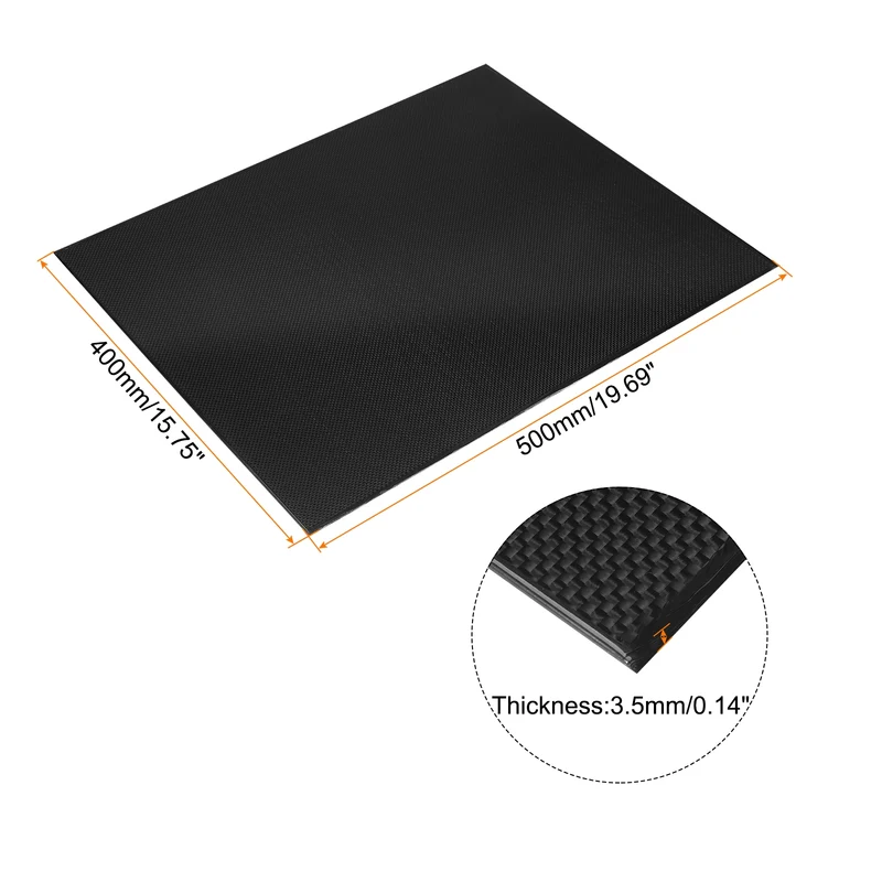1 Pcs Carbon Fiber Sheet 500x400x3.5mm Glossy Surface Plain Weave Panel Sheet
