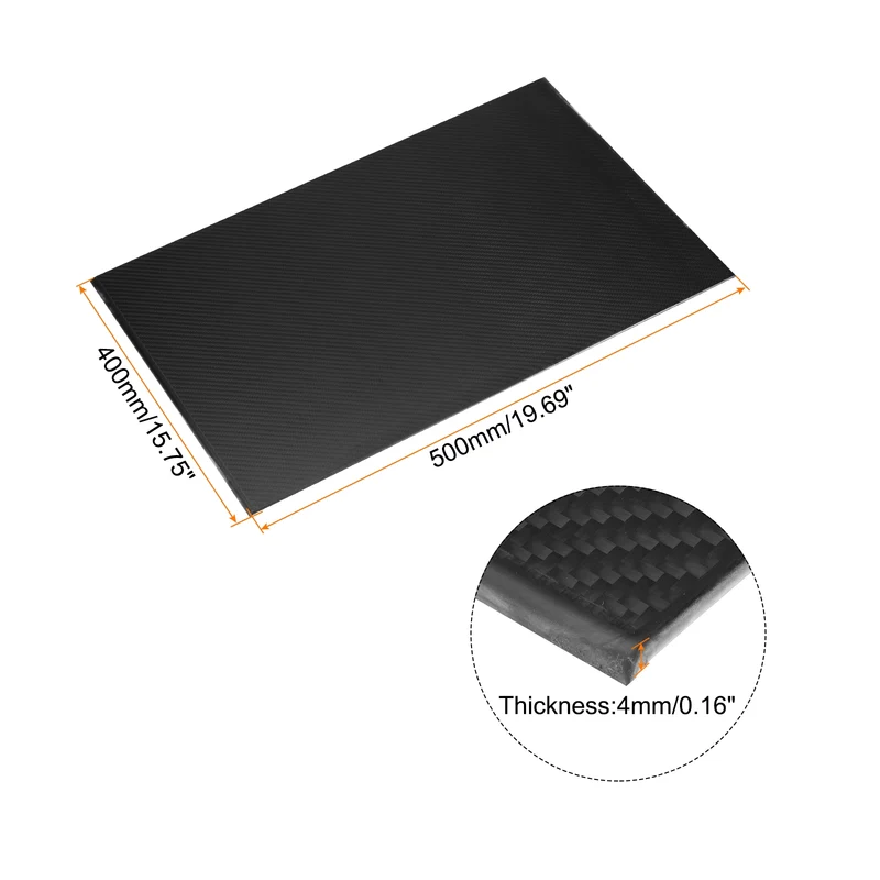 1 Pcs Carbon Fiber Sheet 500x400x4mm Matte Finish Plain Weave Panel Sheet