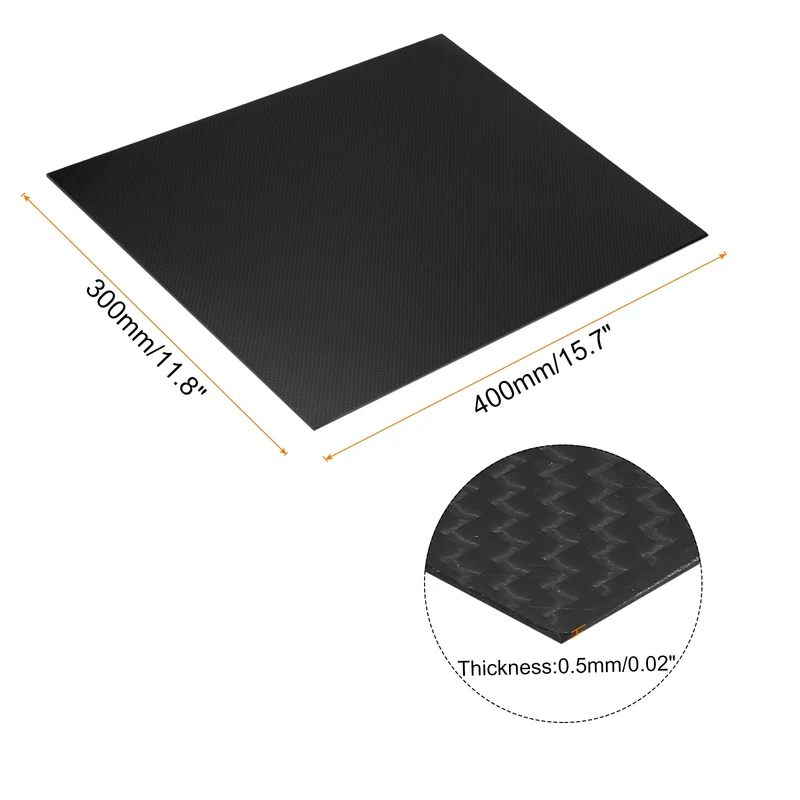 1 Pcs Carbon Fiber Sheet 400x300x0.5mm Glossy Surface Plain Weave Panel Sheet
