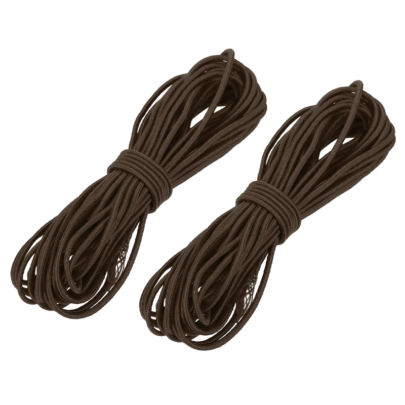 2pcs 3/32" x 26ft Bungee Shock Cord Rope Marine Grade Bungee Rope Brown