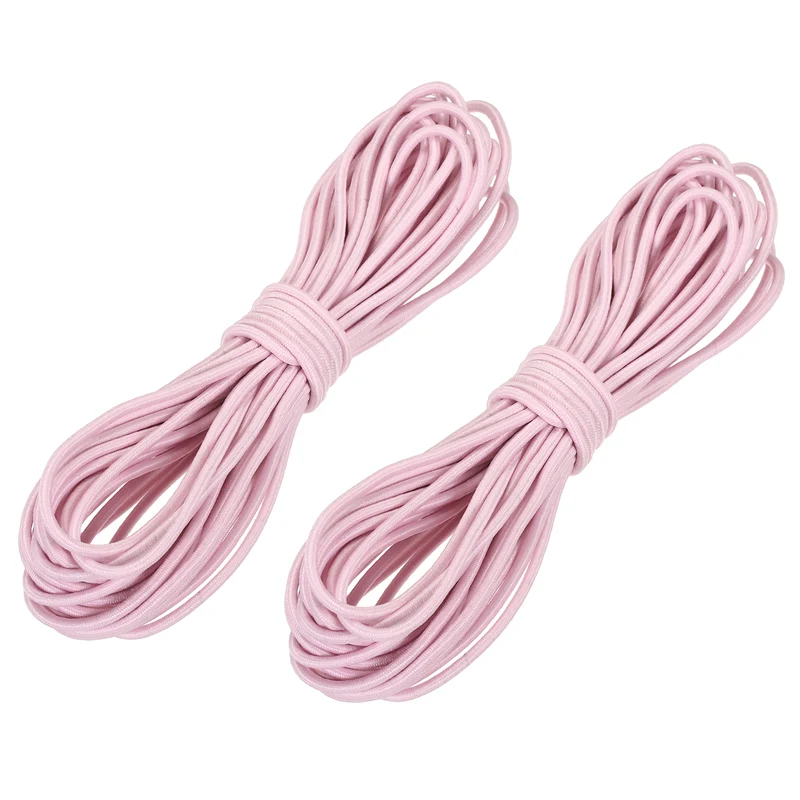 2pcs 3/32" x 26ft Bungee Shock Cord Rope Marine Grade Bungee Rope Pink