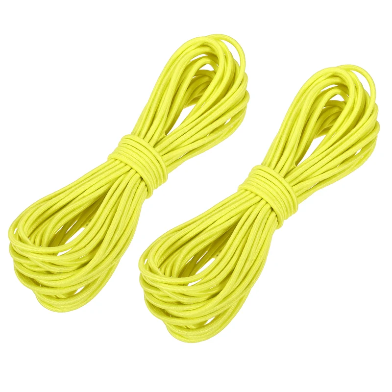 2pcs 3/32" x 26ft Bungee Shock Cord Rope Marine Grade Bungee Rope Yellow