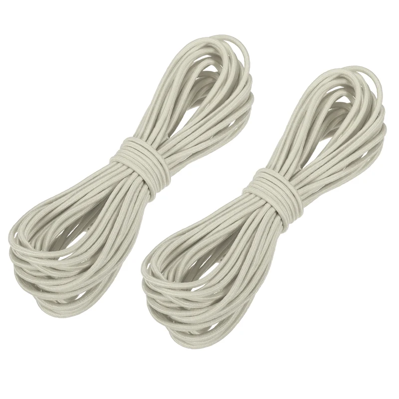 2pcs 3/32" x 26ft Bungee Shock Cord Rope Marine Grade Bungee Rope Beige