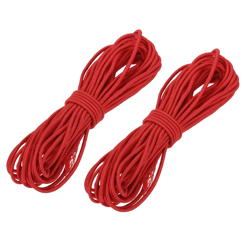 2pcs 3/32" x 26ft Bungee Shock Cord Rope Marine Grade Bungee Rope Red