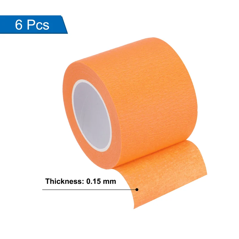 6 Pcs 2 Inch Wide 14 Yards Orange Masking Tape Painters Tape Rolls