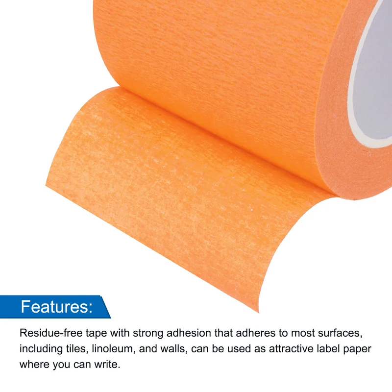 6 Pcs 2 Inch Wide 14 Yards Orange Masking Tape Painters Tape Rolls