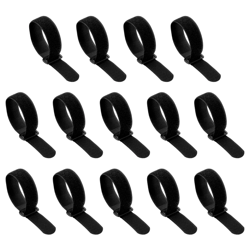 14pcs Reusable Cinch Strap 1.3"x10" Hook and Loop Cable Securing Strap Black