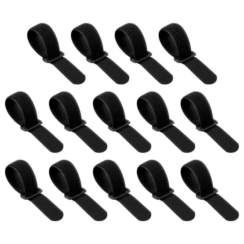 14pcs Reusable Cinch Strap 1.3"x8.3" Hook and Loop Cable Securing Strap Black