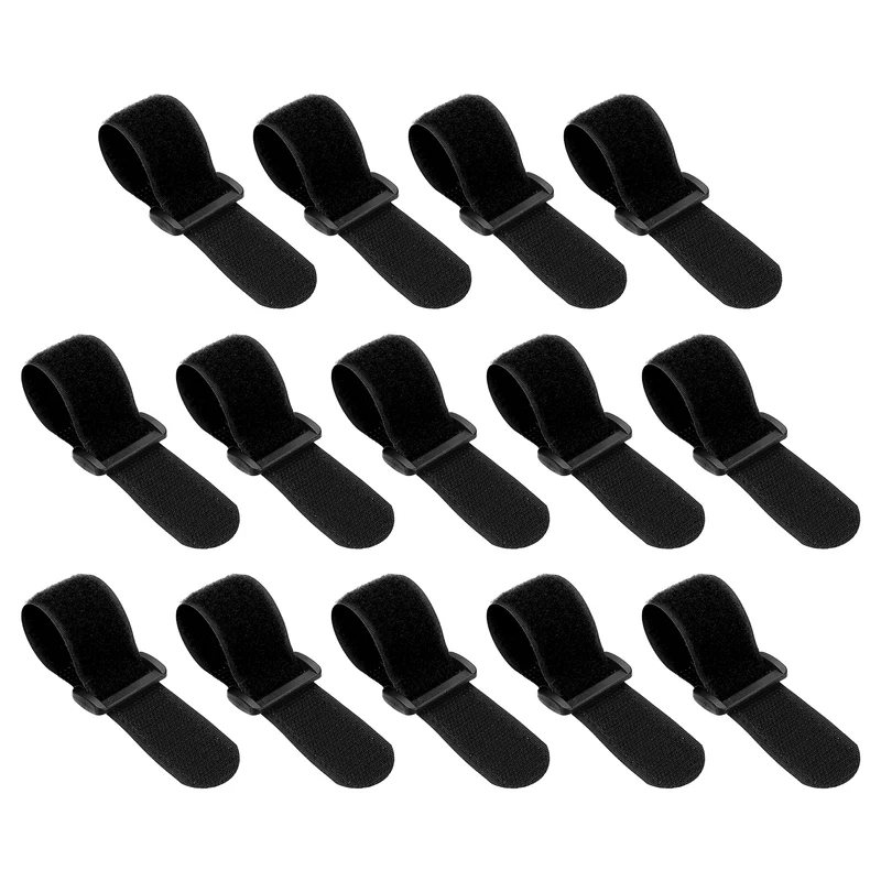 14pcs Reusable Cinch Strap 1.3"x6.3" Hook and Loop Cable Securing Strap Black