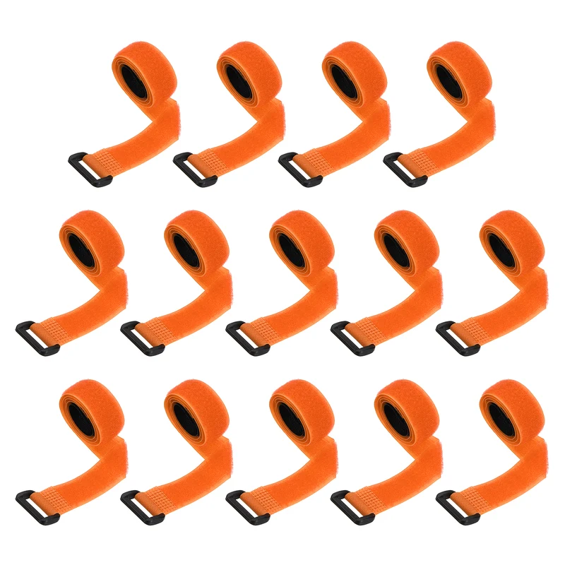 14pcs Reusable Cinch Strap 1.1"x20" Hook and Loop Cable Securing Strap Orange