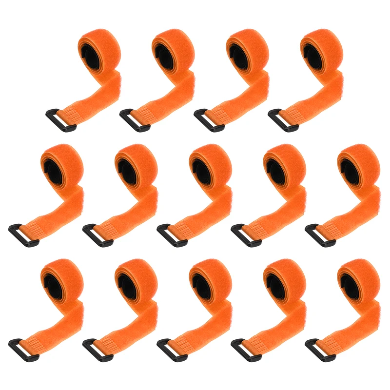 14pcs Reusable Cinch Strap 1.1"x18" Hook and Loop Cable Securing Strap Orange