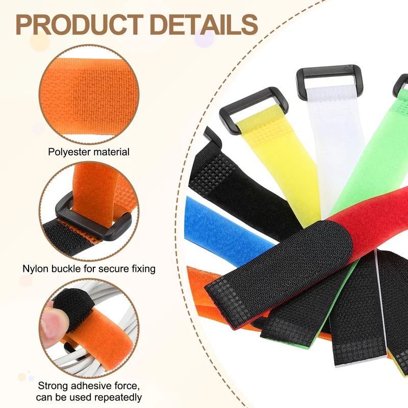 14pcs Reusable Cinch Strap 1.1"x18" Hook and Loop Cable Securing Strap Orange