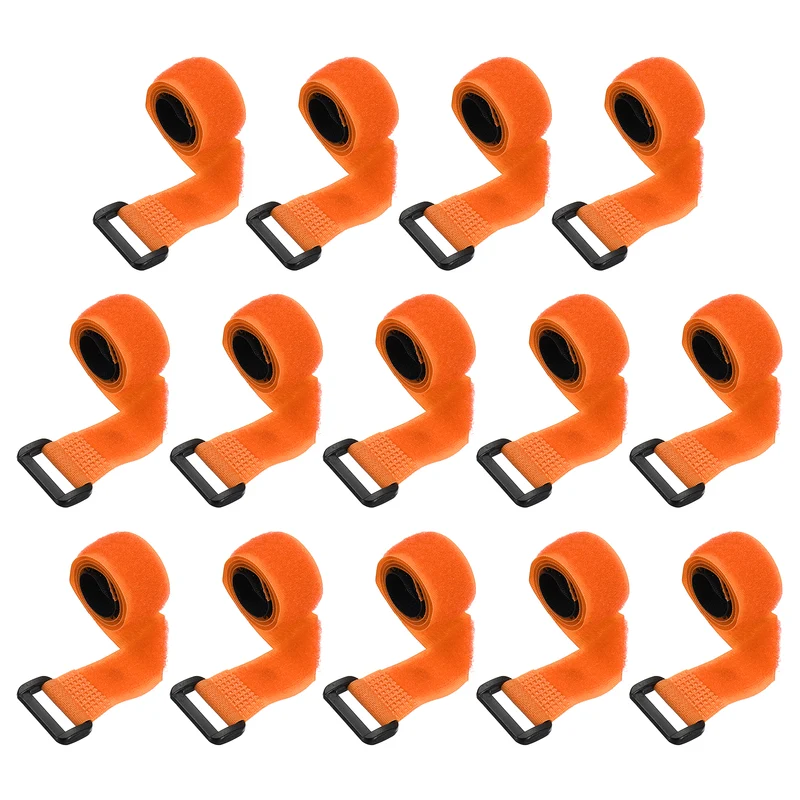 14pcs Reusable Cinch Strap 1.1"x16" Hook and Loop Cable Securing Strap Orange