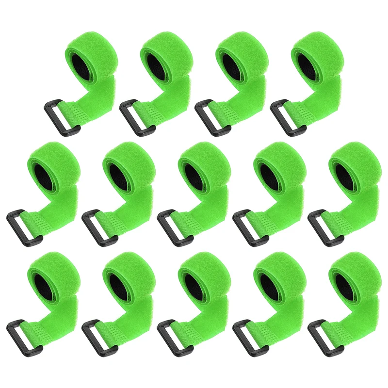14pcs Reusable Cinch Strap 1.1"x14" Hook and Loop Cable Securing Strap Green