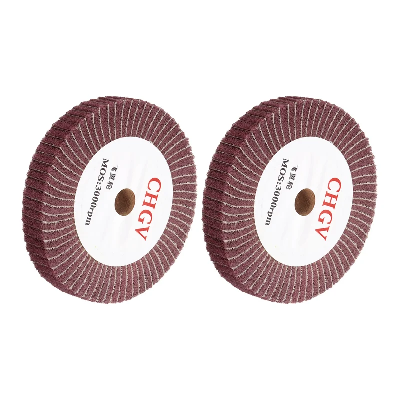 2pcs 150x25mm 320 Grit Abrasive Cloth Nylon Wire Drawing Polishing Wheel Red