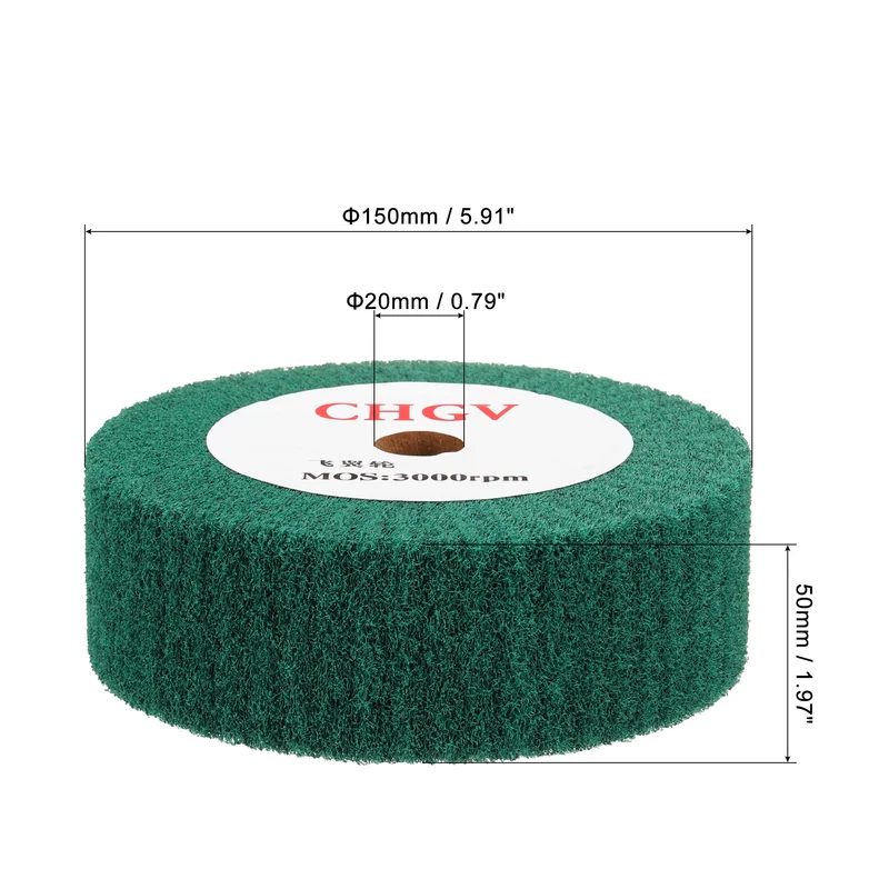 150x50mm 180 Grit Non-Woven Wire Drawing Abrasive Polishing Wheel Green