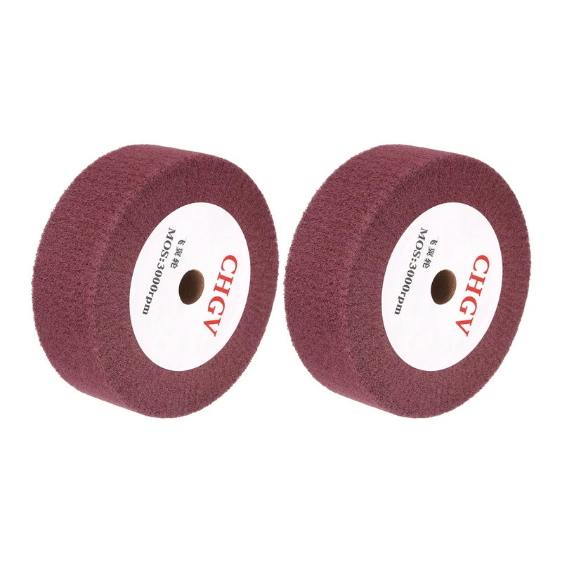 2pcs 150mmx50mm 320 Grit Non-Woven Wire Drawing Abrasive Polishing Wheel Red